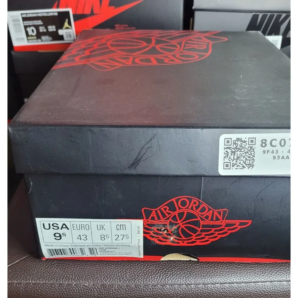 Nike Air Jordan 1 Retro Low Gym Red Gold 553558-613 Men's 9.5 New OG Box